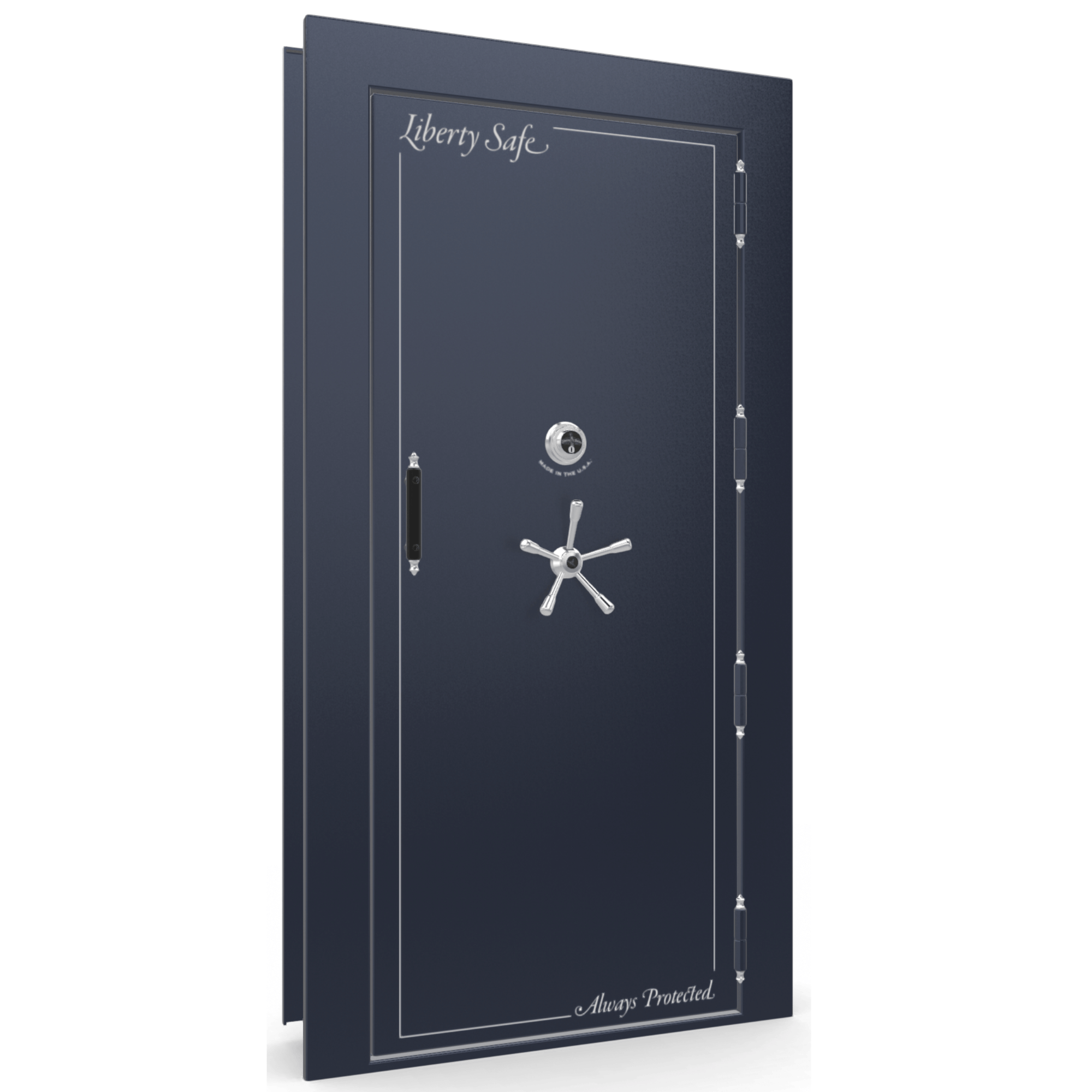 Vault Door Series | Out-Swing | Right Hinge | Blue Gloss | Mechanical Lock - closed