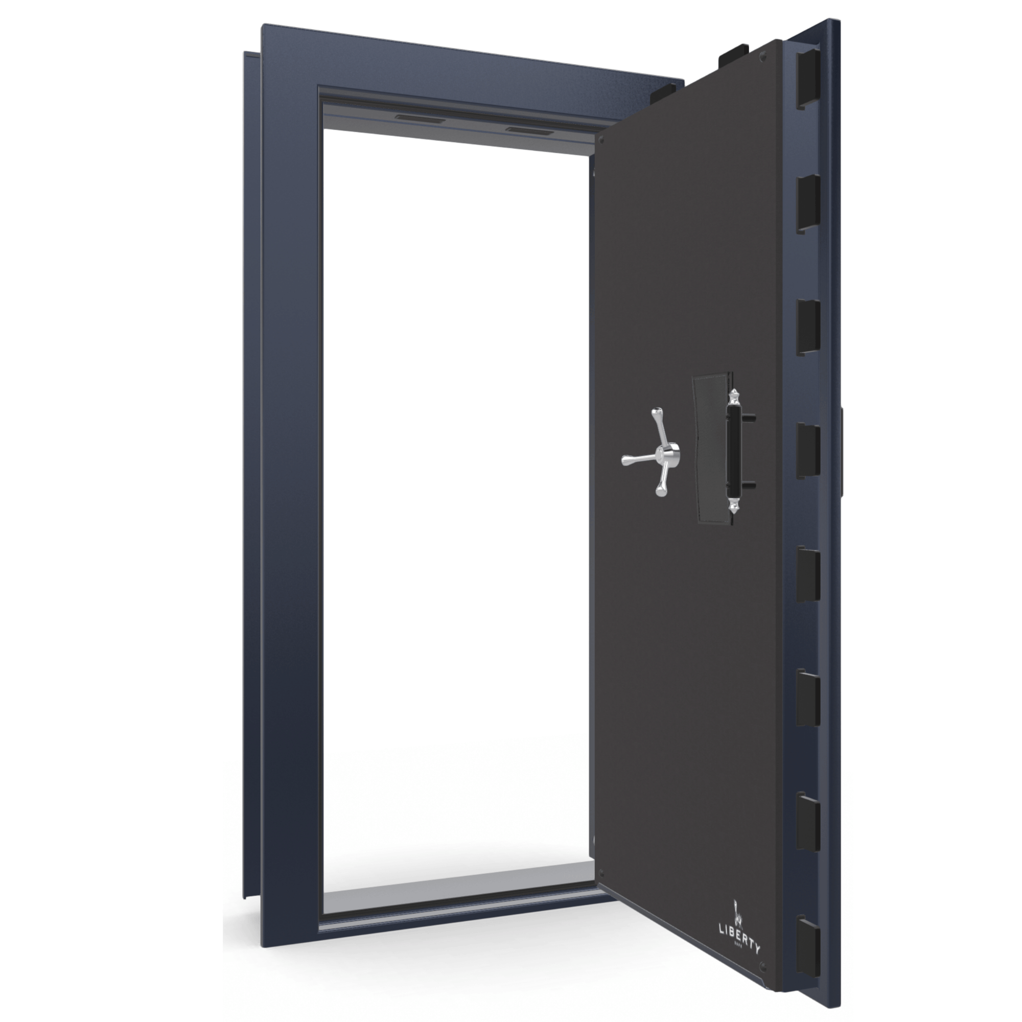 Vault Door Series | Out-Swing | Right Hinge | Blue Gloss | Mechanical Lock - open