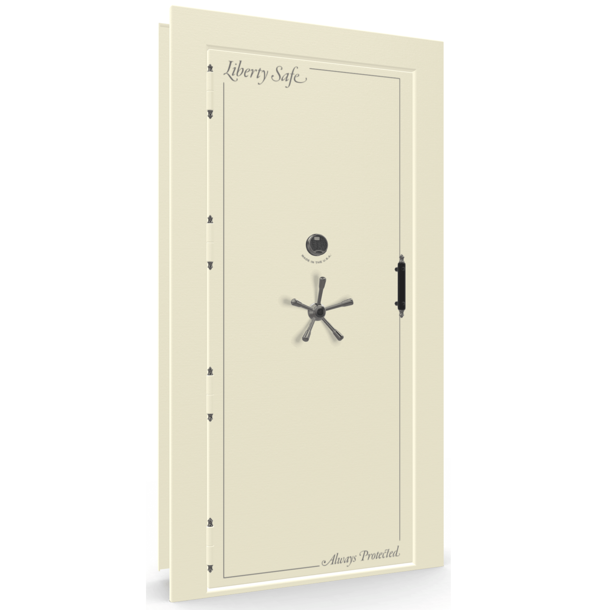 Vault Door Series | Out-Swing | Left Hinge | White Marble | Electronic Lock - closed