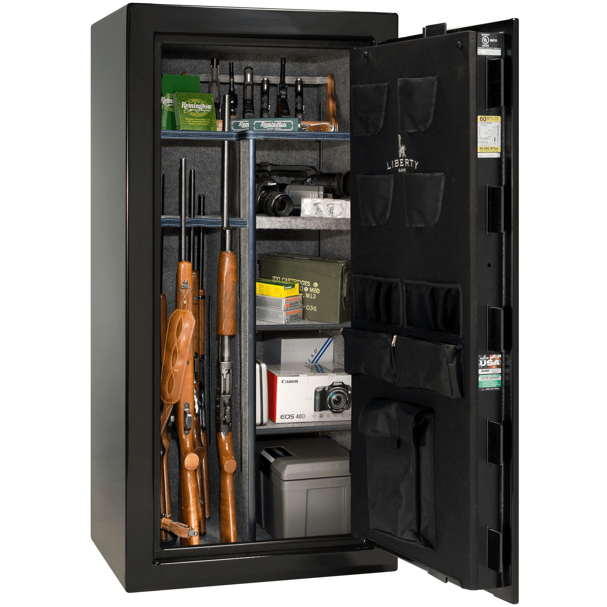 Colonial Series | Level 4 Security | 75 Minute Fire Protection| 23 | DIMENSIONS: 60.5"(H) X 30"(W) X 22"(D*) | Black Gloss | Mechanical Lock Open