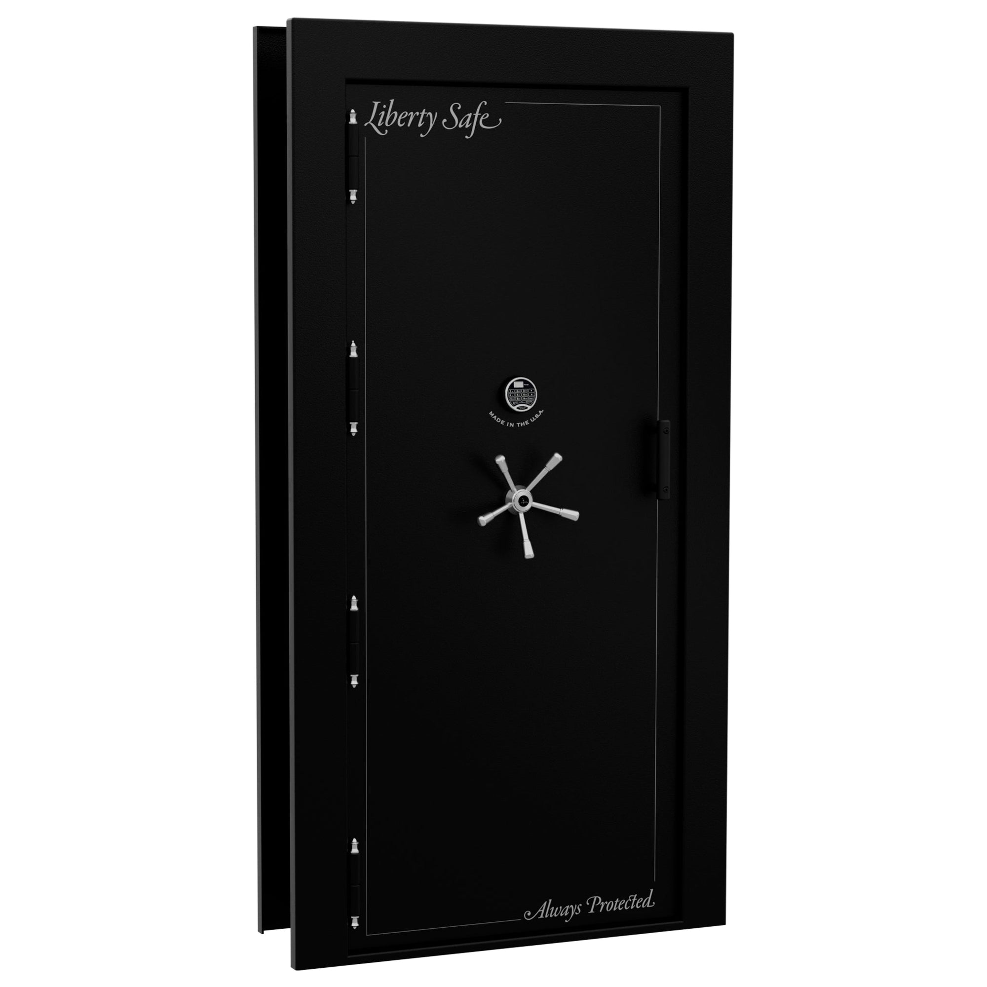 Vault Door Series | Out-Swing | Left Hinge | Black Textured | Electronic Lock - closed