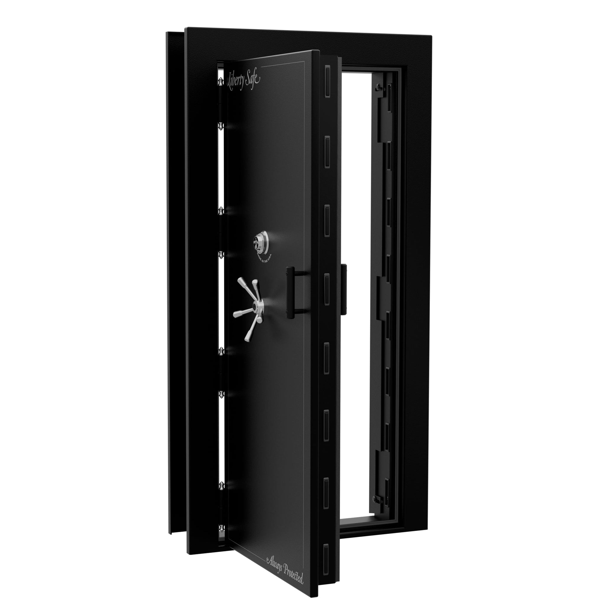 Vault Door Series | Out-Swing | Left Hinge | Black Textured | Mechanical Lock - open