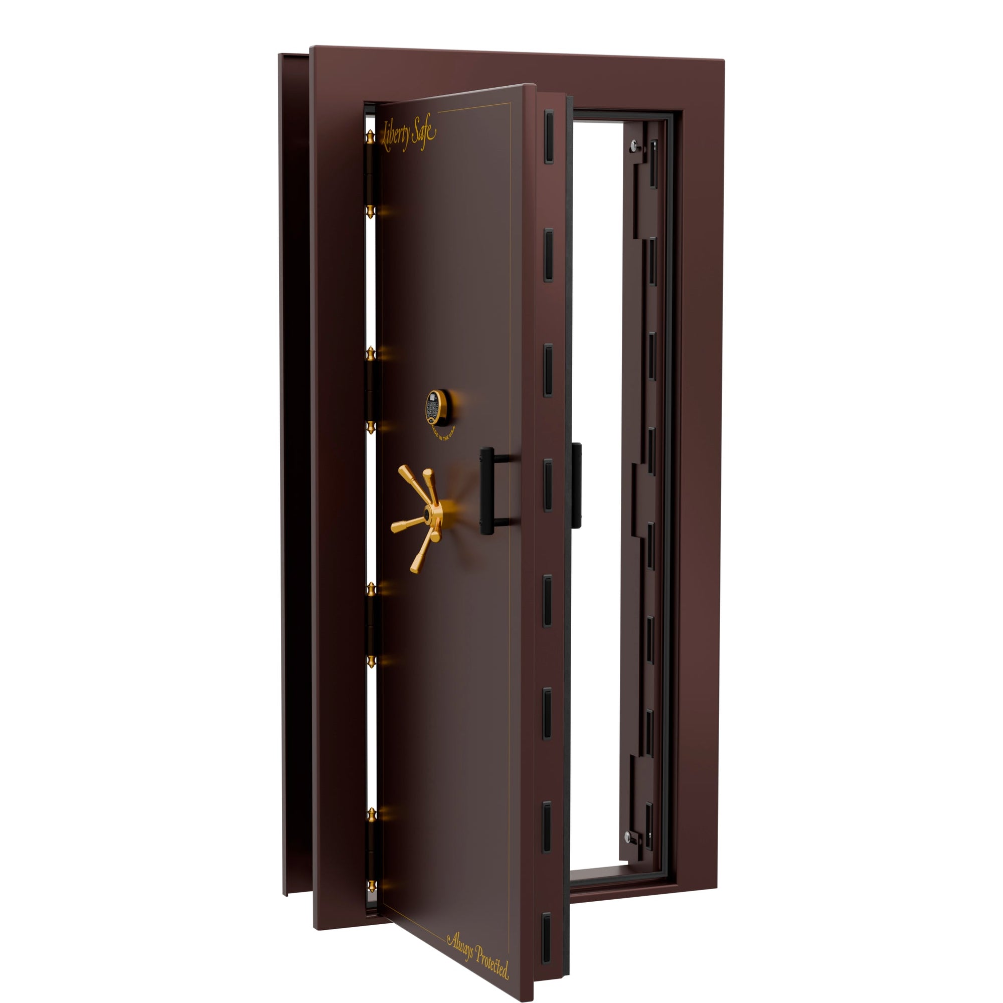 Vault Door Series | Out-Swing | Left Hinge | Burgundy Marble | Electronic Lock - open