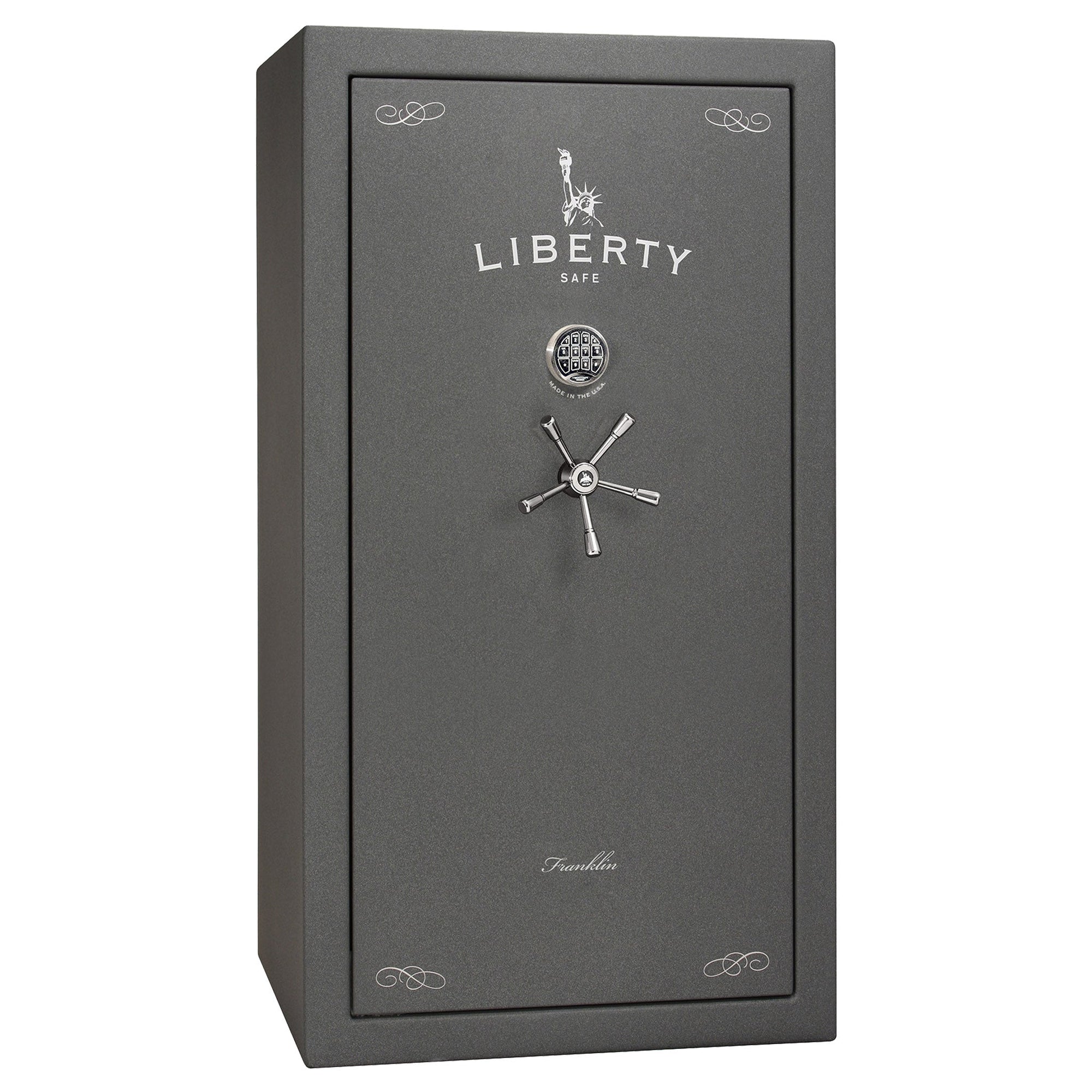 Franklin Series | Level 5 Security | 110 Minute Fire Protection | 40 | DIMENSIONS: 66.5"(H) X 36"(W) X 27.5"(D*) | Textured Granite | ProFlex Modular Shelving – Closed Door