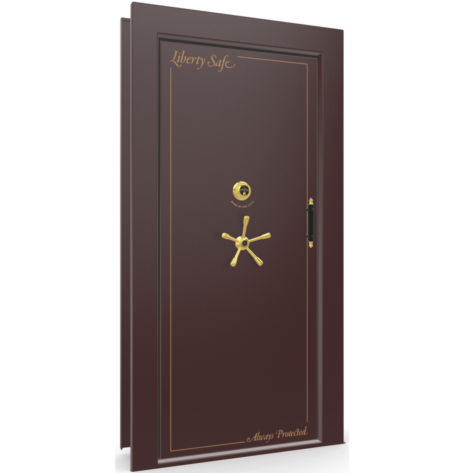 Vault Door Series | In-Swing | Left  Hinge | Burgundy Marble | Mechanical Lock - closed