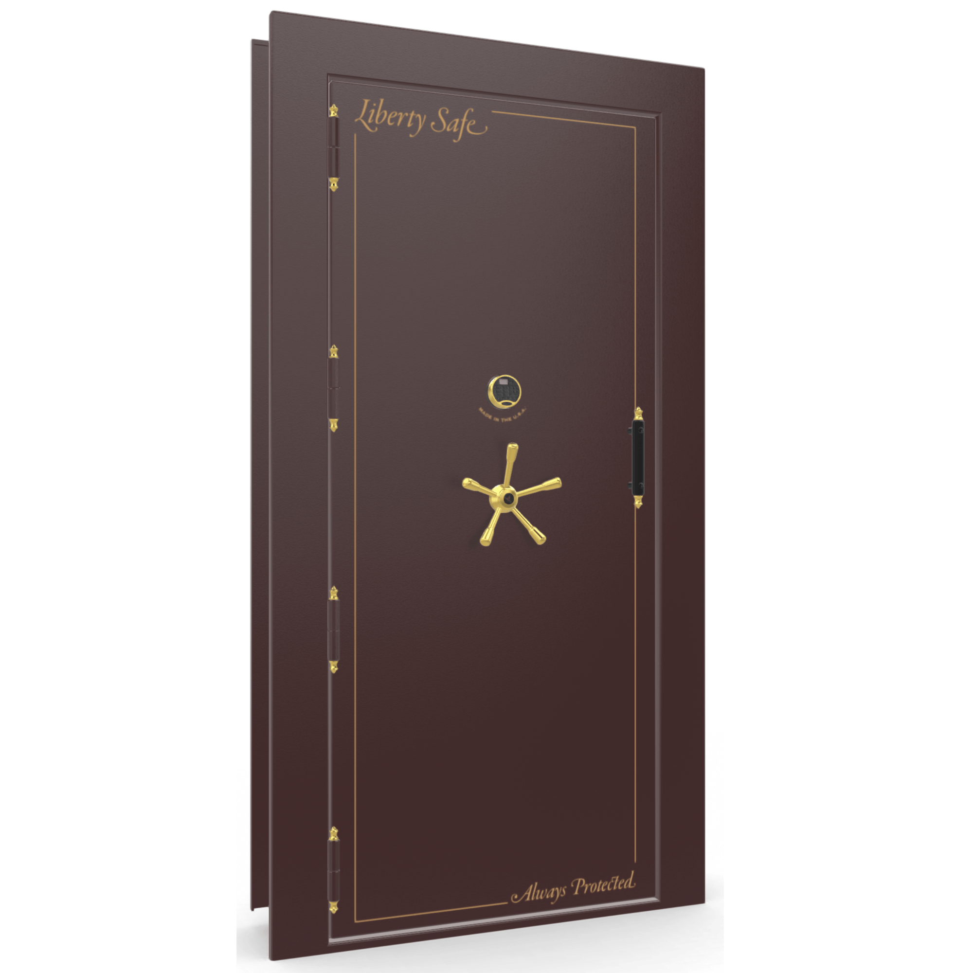 Vault Door Series | Out-Swing | Left  Hinge | Burgundy Marble | Electronic Lock - closed