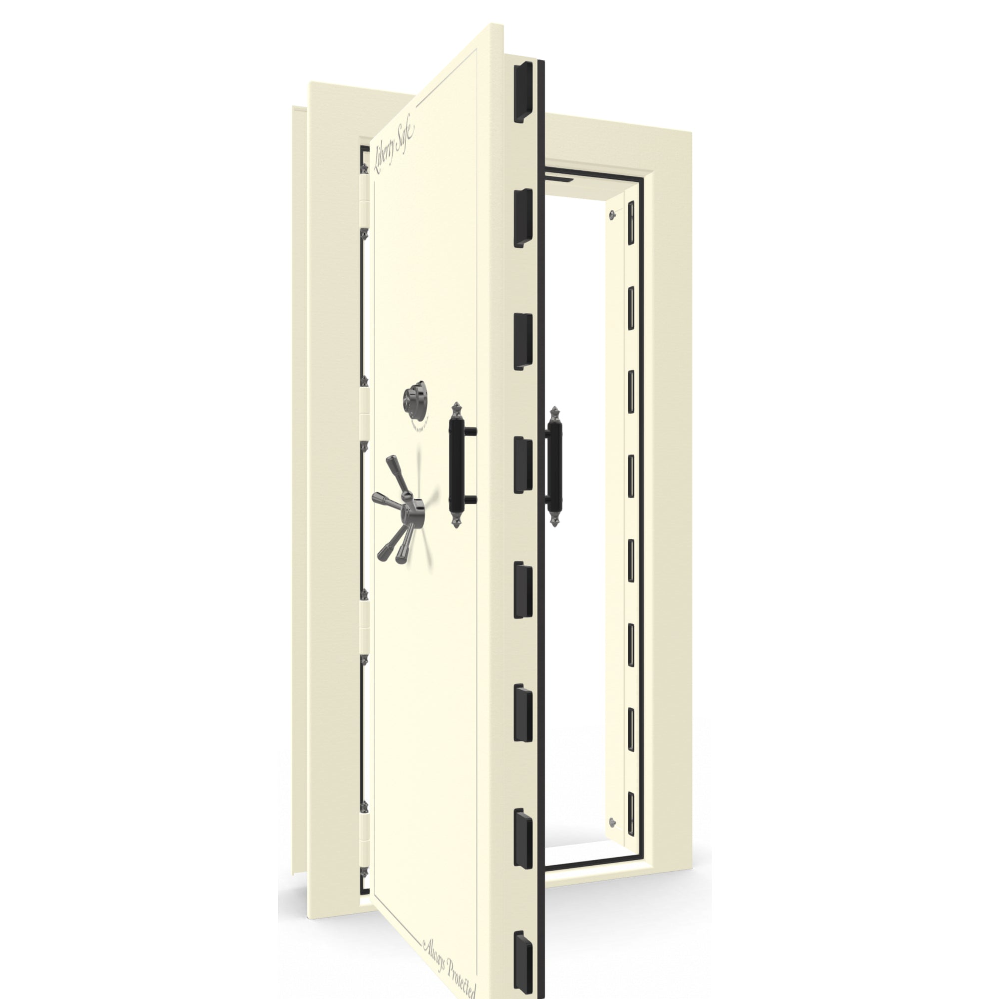 Vault Door Series | Out-Swing | Left  Hinge | White Marble | Electronic Lock - open