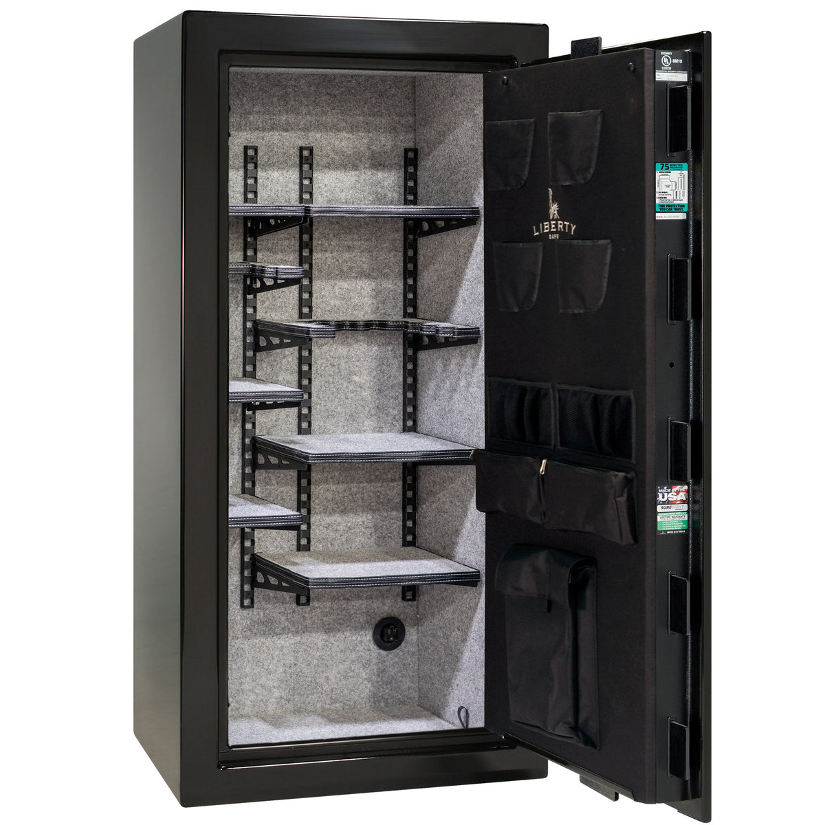 Colonial Series | Level 4 Security | 75 Minute Fire Protection | 23 PRO FLEX | DIMENSIONS: 60.5&quot;(H) X 30&quot;(W) X 22&quot;(D*) | Black Gloss | Mechanical Lock - Closed