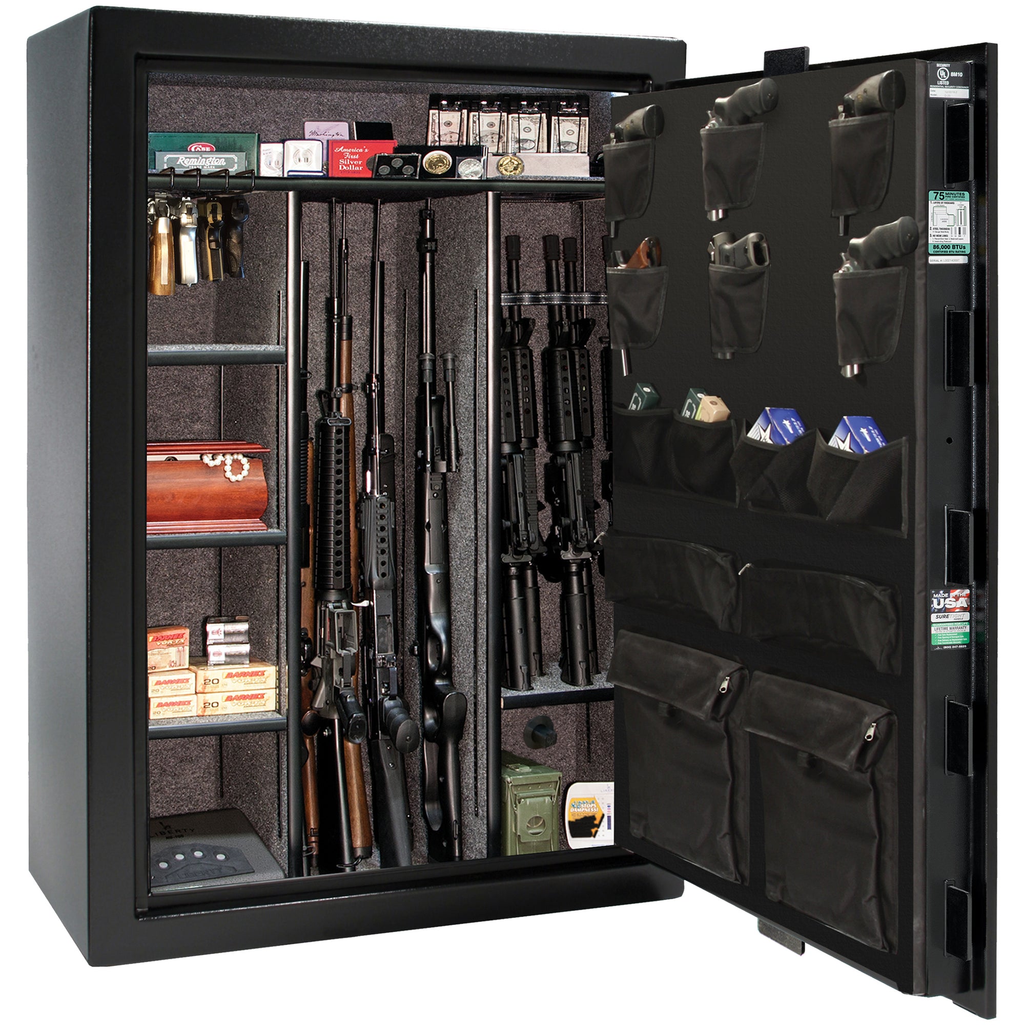 Colonial Series | Level 4 Security | 75 Minute Fire Protection | 35 | DIMENSIONS: 60.5"(H) X 42”(W) X 22"(D*) | Black Gloss | Electronic Lock - open