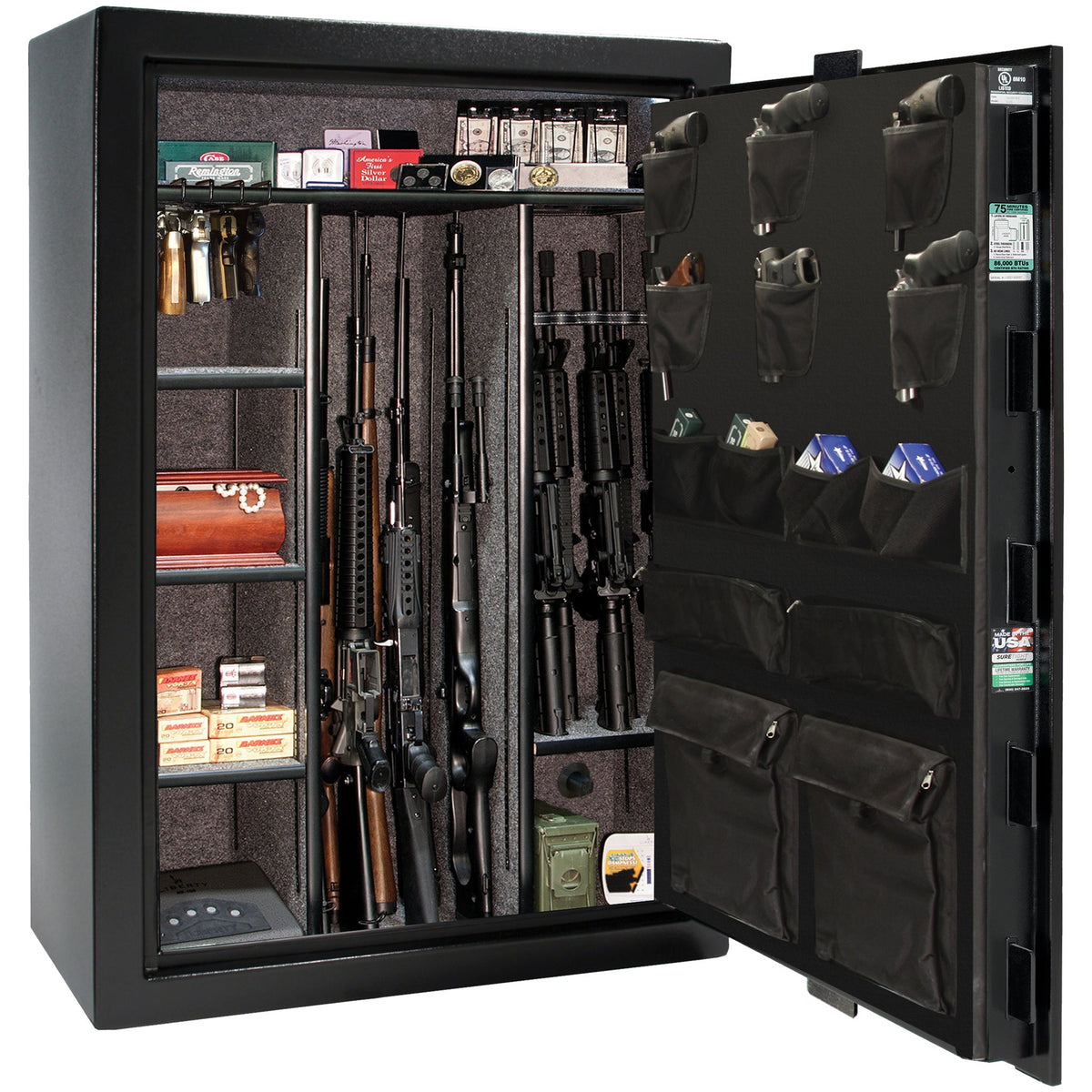 Colonial Series | Level 4 Security | 75 Minute Fire Protection | 35 | DIMENSIONS: 60.5&quot;(H) X 42”(W) X 22&quot;(D*) | Black Gloss | Mechanical Lock - open