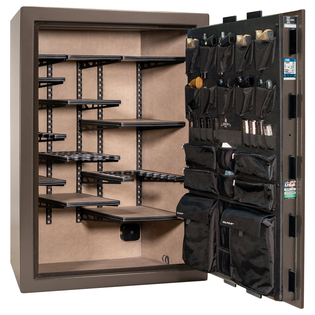 Franklin 45 | Pro Flex Interior | Level 5 Security | 110 Minute Fire Protection | Dimensions: 60.5&quot;(H) x 42&quot;(W) x 27.5&quot;(D) | Up to 60 Long Guns | Bronze Textured | Electronic Lock - Open