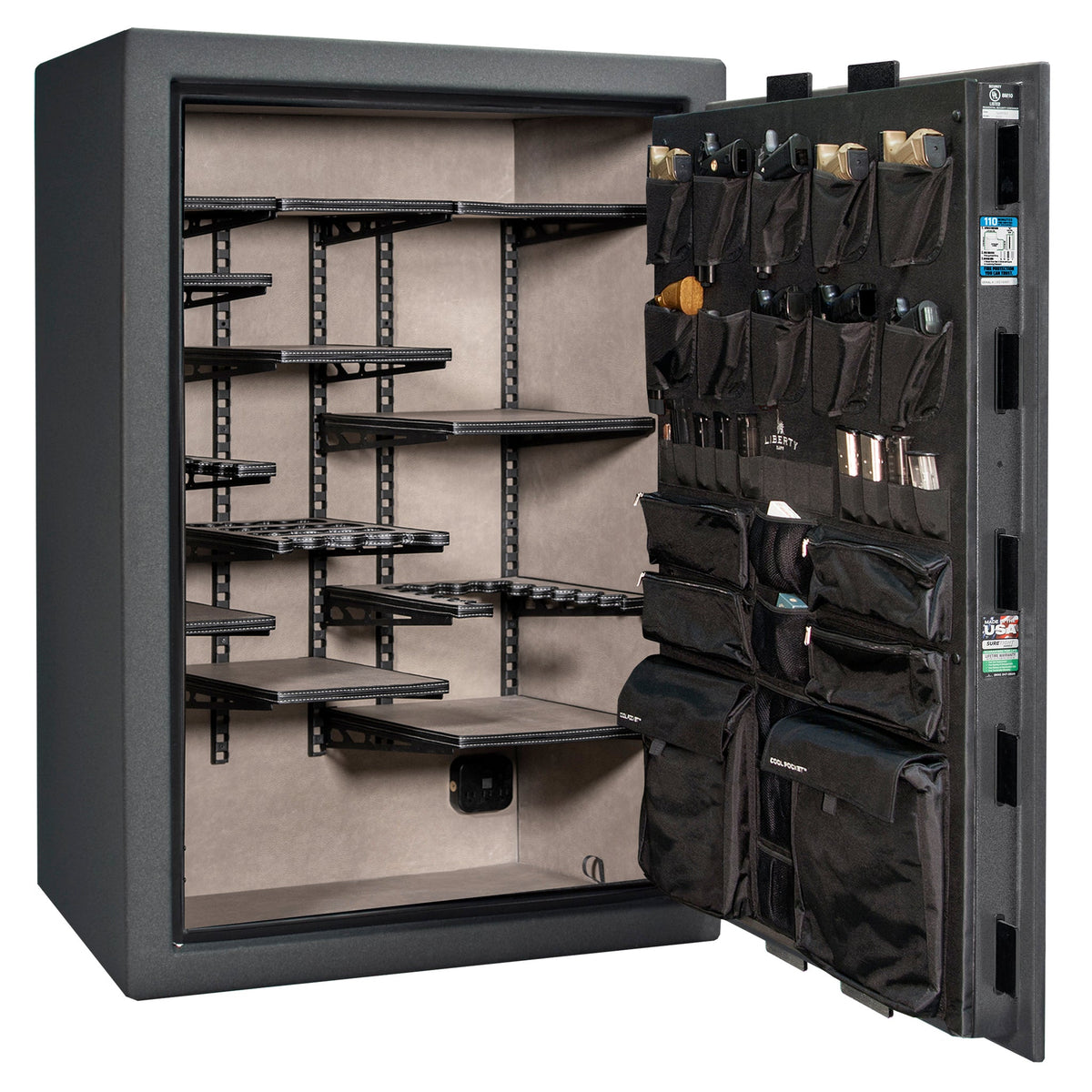 Franklin 45 | Pro Flex Interior | Level 5 Security | 110 Minute Fire Protection | Dimensions: 60.5&quot;(H) x 42&quot;(W) x 27.5&quot;(D) | Up to 60 Long Guns | Granite Textured | Electronic Lock - Open