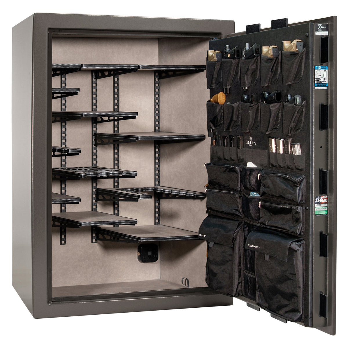 Franklin 45 | Pro Flex Interior | Level 5 Security | 110 Minute Fire Protection | Dimensions: 60.5&quot;(H) x 42&quot;(W) x 27.5&quot;(D) | Up to 60 Long Guns | Gray Marble | Electronic Lock - Open